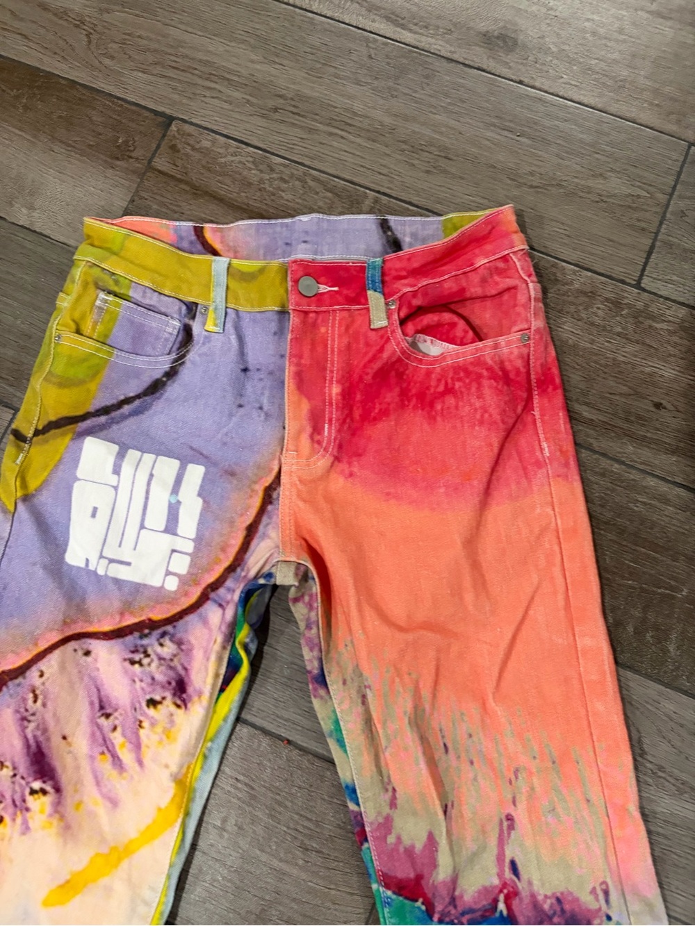 Multicolor Abstract Paint-Splash Jeans - Picture 4 of 13
